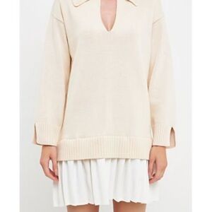 English Factory Cream V-Neck Sweater